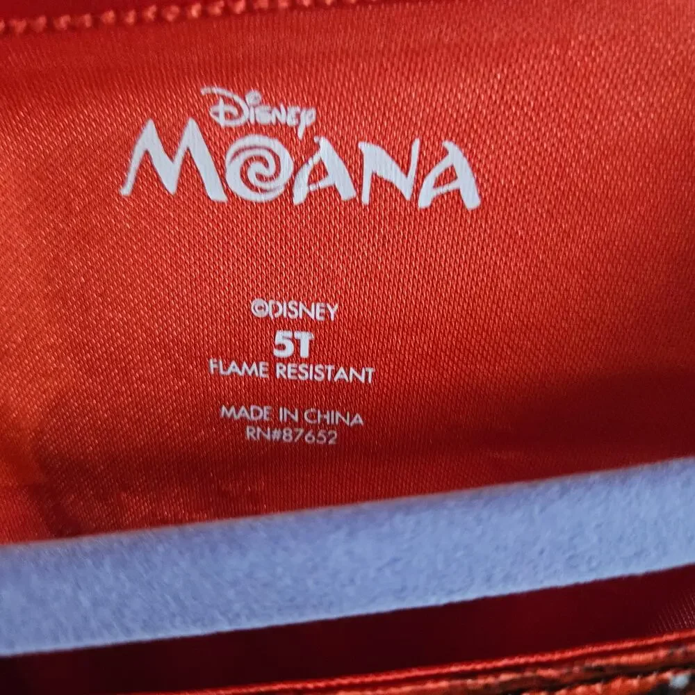 Disney Moana Dress Size 5T Red Coral Nightgown Pajamas Costume Hawaiian Islander - Picture 5 of 6